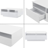 Tavolino da caffè/da Divano 35 x 90 x 56 cm Tavolo Basso da Salotto/Soggiorno in Forma Rettangolare con Ripiano e 4 Cassetti - Bianco Lucido