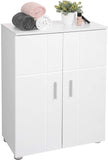 VASAGLE Armadietto da Bagno, Mobiletto Multiuso con Doppia Anta, Ripiani Regolabili, Cerniere Ammortizzate, Mobile per Bagno Cucina Corridoio, Piedini Regolabili, 60 x 30 x 82 cm, Bianco BBK42WT