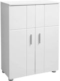 VASAGLE Armadietto da Bagno, Mobiletto Multiuso con Doppia Anta, Ripiani Regolabili, Cerniere Ammortizzate, Mobile per Bagno Cucina Corridoio, Piedini Regolabili, 60 x 30 x 82 cm, Bianco BBK42WT