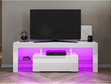 Armadio per TV, Mobile da TV, Porta la TV con Telecomando e Illuminazione LED a Orientabile Il Colore, 130x39x30cm - Bianco