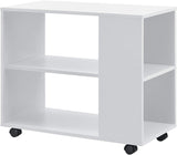 Tavolino Basso da Divano con Ripiani e Ruote 60 x 70 x 35 cm Consolle su 4 Rotelle Tavolo Portatile da Salotto