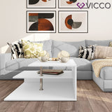 Vicco Tavolino da salotto Tavolino da divano Tavolino da soggiorno Basti bianco Tavolino da caffè 3 mensole