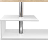 Tavolino da Salotto con 3 Mensole 90 x 50 x 41 cm Tavolino Basso da caffè Truciolato Bianco Effetto Quercia