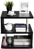 COSTWAY Tavolino da caffè Comodino con 3 Ripiani, Elevata Resistenza ai Graffi, 50x50x50cm (Bianco)