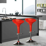 Sgabello Bar Cucina Altezza Regolabile Base in Acciaio Cromato e Seduta in ABS Girevole Casa (Rosso)