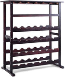 Cantinetta Portabottiglie Scaffale per Vino con Portabicchiere in Legno da 24 Bottiglie, Marrone Scuro,