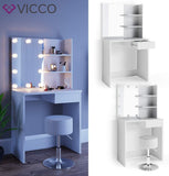 Vicco Specchiera con tavolo da trucco, colore bianco lucido