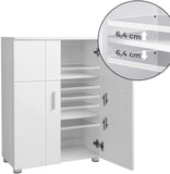 VASAGLE Armadietto da Bagno, Mobiletto Multiuso con Doppia Anta, Ripiani Regolabili, Cerniere Ammortizzate, Mobile per Bagno Cucina Corridoio, Piedini Regolabili, 60 x 30 x 82 cm, Bianco BBK42WT