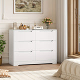 Comò Alto a 6 Cassetti con Finitura Bianca Moderna Costruzione in Legno Ingegnerizzato