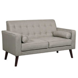 Divano 2 Posti in Tessuto Lino e Legno con 2 Cuscini