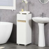 Mobiletto Bagno con Cassetto e Armadietto con Mensola Regolabile 30x33x88cm Bianco