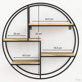 Gadgy ® Mensola da Muro Design l con4 Ripiani l Mensola Design l 100% Legno Naturale e Metallo Saldato l Stile Nordico l Ø 42 x 10 cm