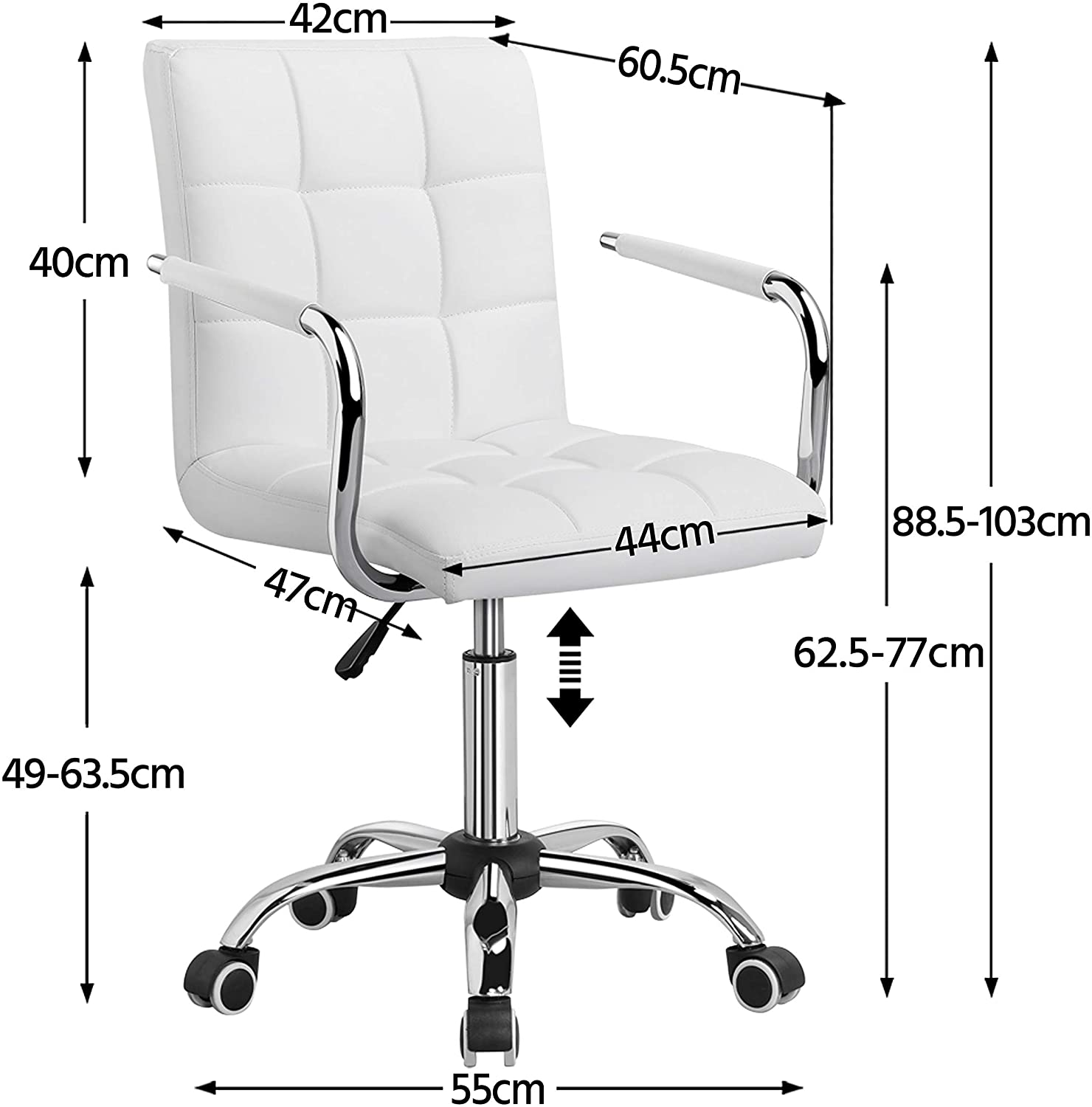 Sedia imbottita, base cromata con 4 razze, per ufficio Sedia imbottita, base cromata con 4 razze, per ufficio