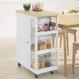 Carrello Cucina Credenza Bianca con Armadio e portabottiglie