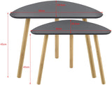 Set da 2 Tavolini da Salotto in Altezze Diverse 2 Tavolini Impilabili con Gambe in Bambú Tavolini Bassi da caffè con Piano Tavolo Bianco