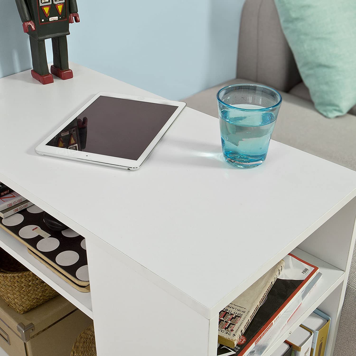 Tavolino Bassetto Con Ruote SoBuy - Mobile Multiuso 70x35x61 Cm, Bianco - Foto 7