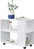 Tavolino Basso da Divano con Ripiani e Ruote 60 x 70 x 35 cm Consolle su 4 Rotelle Tavolo Portatile da Salotto