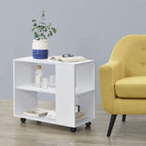 Tavolino Basso da Divano con Ripiani e Ruote 60 x 70 x 35 cm Consolle su 4 Rotelle Tavolo Portatile da Salotto