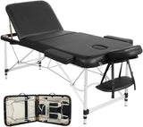 Lettino Massaggio Pieghevole Portatile Alluminio 3 Zone 213 x 70 cm Altezza Regolabile