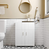 VASAGLE Armadietto da Bagno, Mobiletto Multiuso con Doppia Anta, Ripiani Regolabili, Cerniere Ammortizzate, Mobile per Bagno Cucina Corridoio, Piedini Regolabili, 60 x 30 x 82 cm, Bianco BBK42WT
