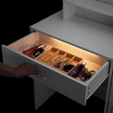 Tavolino da Trucco Vicco con Specchio 1 Cassetto con Luci 3 Ripiani Bianco