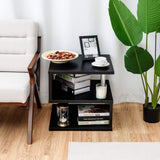 COSTWAY Tavolino da caffè Comodino con 3 Ripiani, Elevata Resistenza ai Graffi, 50x50x50cm (Bianco)