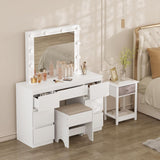 Toeletta da Trucco con Specchio e Luci LED Luminosità Regolabile Tavolo da Trucco con 7 Cassetti