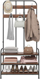 Stand Appendiabiti da Terra Mobile Ingresso con Scarpiera 3 Ripiani e Ganci