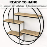 Gadgy ® Mensola da Muro Design l con4 Ripiani l Mensola Design l 100% Legno Naturale e Metallo Saldato l Stile Nordico l Ø 42 x 10 cm