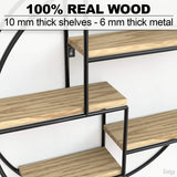 Gadgy ® Mensola da Muro Design l con4 Ripiani l Mensola Design l 100% Legno Naturale e Metallo Saldato l Stile Nordico l Ø 42 x 10 cm