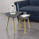 Set da 2 Tavolini da Salotto in Altezze Diverse 2 Tavolini Impilabili con Gambe in Bambú Tavolini Bassi da caffè con Piano Tavolo Bianco