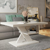 Tavolino Design Moderno Piano 50mm Tavolino da Salotto 90x45x60cm
