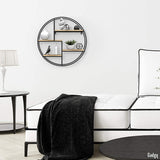 Gadgy ® Mensola da Muro Design l con4 Ripiani l Mensola Design l 100% Legno Naturale e Metallo Saldato l Stile Nordico l Ø 42 x 10 cm