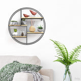 Gadgy ® Mensola da Muro Design l con4 Ripiani l Mensola Design l 100% Legno Naturale e Metallo Saldato l Stile Nordico l Ø 42 x 10 cm