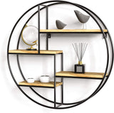 Gadgy ® Mensola da Muro Design l con4 Ripiani l Mensola Design l 100% Legno Naturale e Metallo Saldato l Stile Nordico l Ø 42 x 10 cm