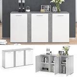 Vicco Credenza Novelli, Calcestruzzo/Bianco, 155 x 80 cm con ante