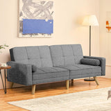 Divano Letto a 3 Posti Divano Trasformabile con Braccioli e 2 Cuscini Divanetto Reclinabile