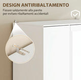 Armadio Ante con Specchio e 2 cassetti 120x195x55 cm (Bianco)