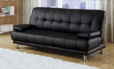 DIVANO LETTO RECLINABILE SALOTTO ECOPELLE NERO 3 POSTI