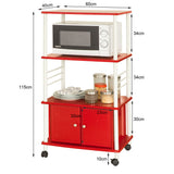 Porta forno a microonde,Carrello da cucina,scaffale rosso