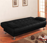 DIVANO LETTO RECLINABILE SALOTTO ECOPELLE NERO 3 POSTI