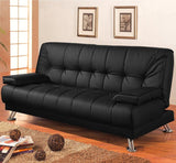 DIVANO LETTO RECLINABILE SALOTTO ECOPELLE NERO 3 POSTI
