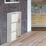 Scarpiera in legno con 2/3 scomparti armadietto bianco con specchio da ingresso