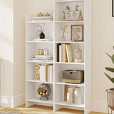 Scaffale Aperto Autoportante 5 Compartimenti Libreria in Legno Bianco per Soggiorno