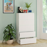 Cassettiera Moderna Bianca a 5 Casse - Legno bianco con cassetti silenziosi