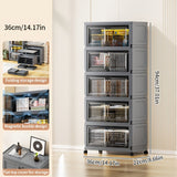 Mobiletto portaoggetti pieghevole a 4/5 ripiani in plastica di grande capacità Nero