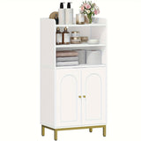 Mobiletto Bagno Mobiletto Cucina con 2 Scomparti Aperti, 2 Ante, 2 Ripiani Regolabili