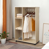 Stand appendiabiti con 3 Ripiani 4 Ruote Guardaroba per Vestiti in Legno