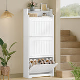 Armadietto per Scarpe con 3 Ante, Scaffale per Scarpe, Armadietto Stretto, 3 Scomparti