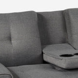 Divano letto 3 posti moderno con tavolino portabevande